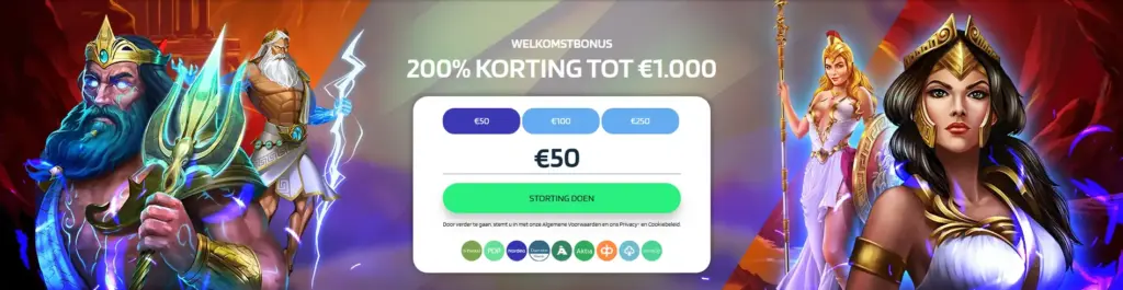 Welkomstbanner van het online casino – openingsbeeld